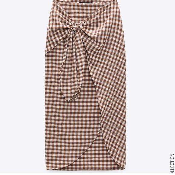 ZARA Gingham wrap skirt NWT - Picture 10 of 12